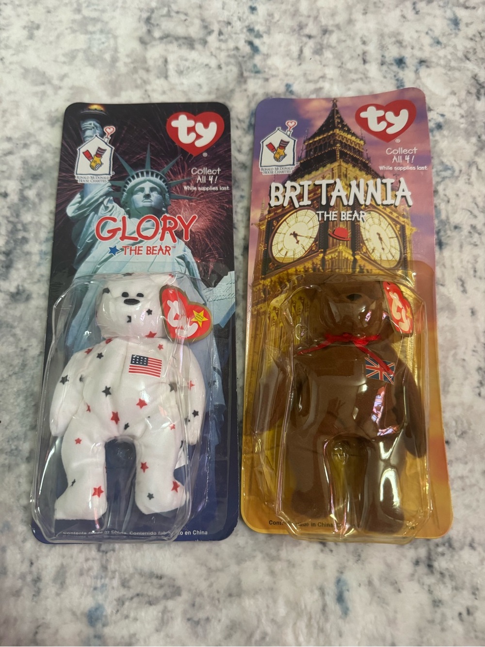 1999 McDonalds Glory and Britannia TY Beanie Bears